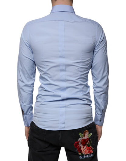 Dolce & Gabbana Light Blue Cotton Slim Fit GOLD Dress Shirt by Dolce & Gabbana