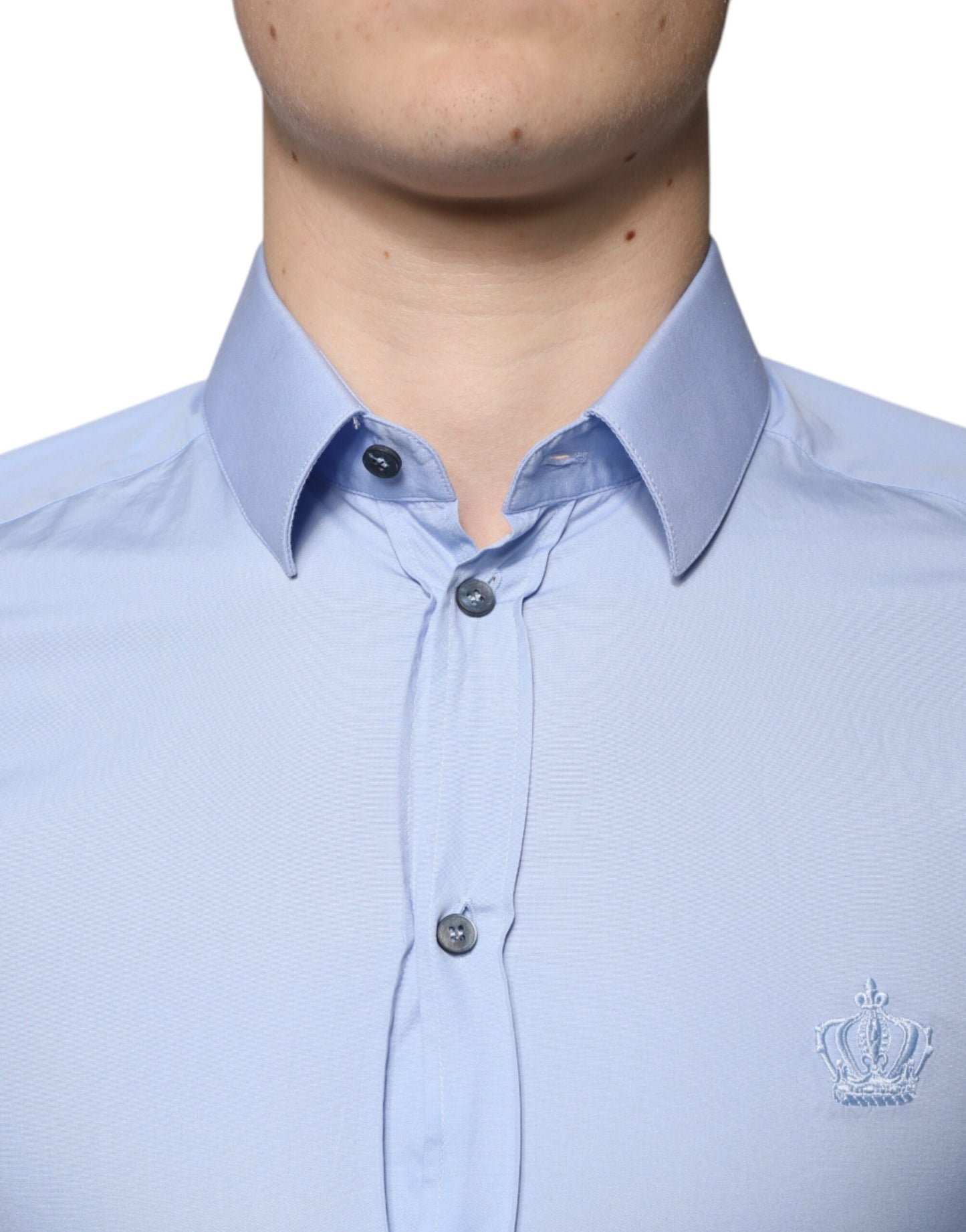 Dolce & Gabbana Light Blue Cotton Slim Fit GOLD Dress Shirt by Dolce & Gabbana