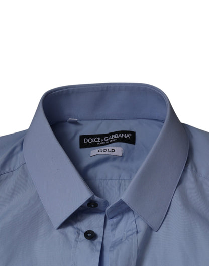 Dolce & Gabbana Light Blue Cotton Slim Fit GOLD Dress Shirt by Dolce & Gabbana