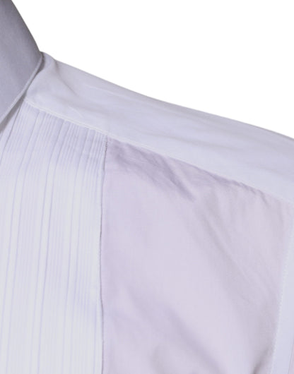 Dolce & Gabbana White Bib Cotton Poplin GOLD Men Formal Shirt by Dolce & Gabbana