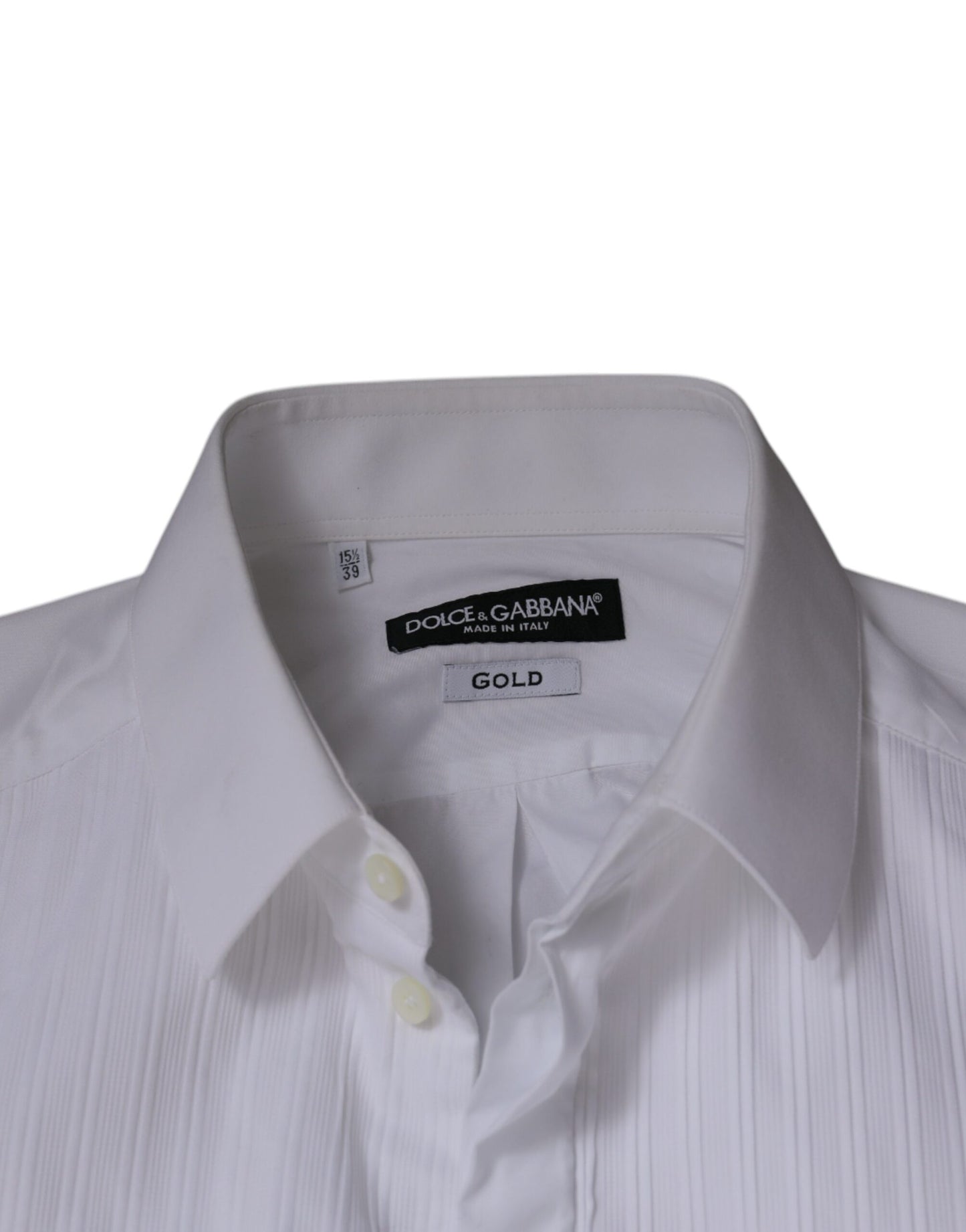 Dolce & Gabbana White Bib Cotton Poplin GOLD Men Formal Shirt by Dolce & Gabbana
