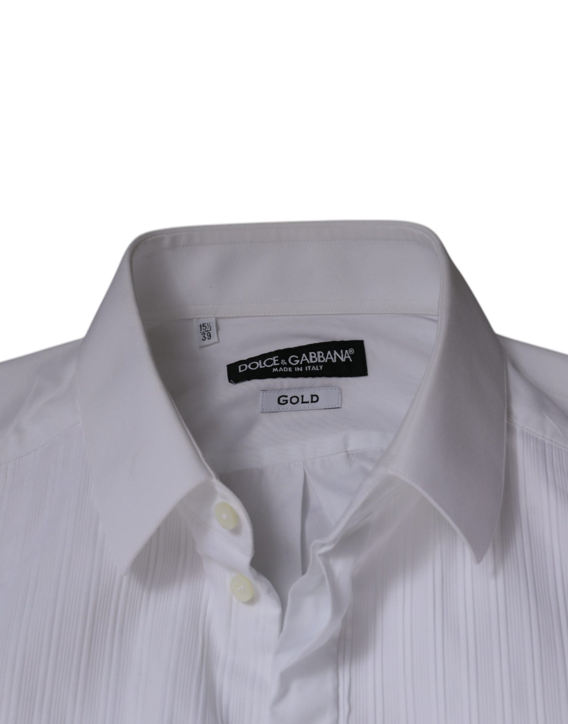 Dolce & Gabbana White Bib Cotton Poplin GOLD Men Formal Shirt by Dolce & Gabbana