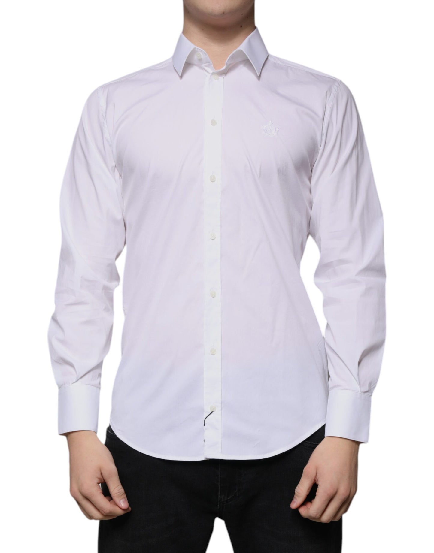 Dolce & Gabbana White Cotton Slim Fit Men MARTINI Dress Shirt by Dolce & Gabbana