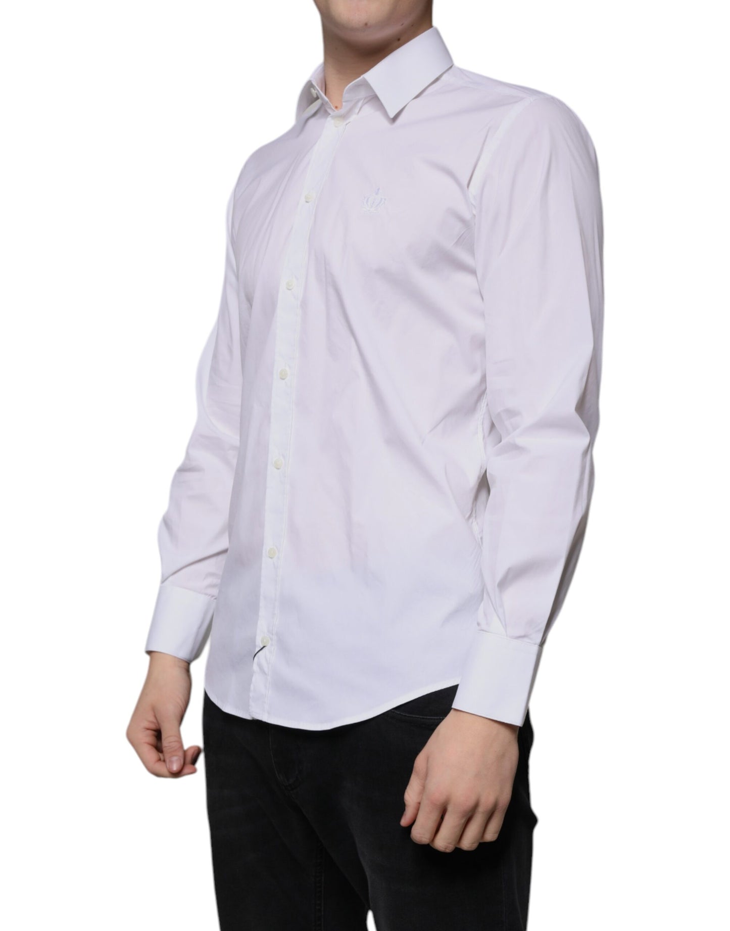 Dolce & Gabbana White Cotton Slim Fit Men MARTINI Dress Shirt by Dolce & Gabbana