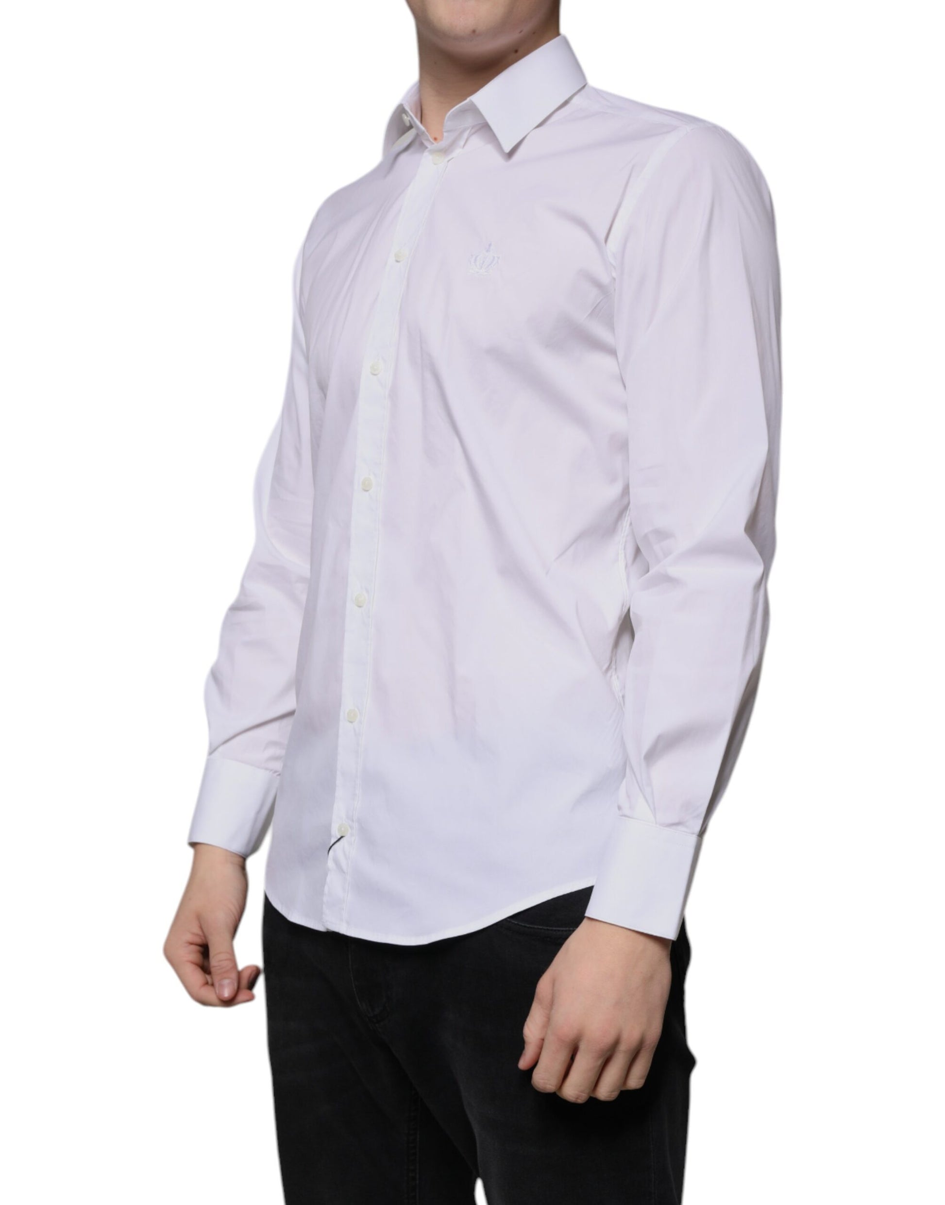 Dolce & Gabbana White Cotton Slim Fit Men MARTINI Dress Shirt by Dolce & Gabbana