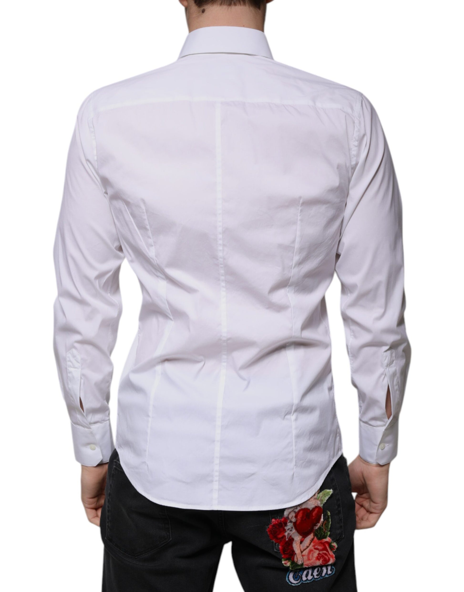 Dolce & Gabbana White Cotton Slim Fit Men MARTINI Dress Shirt by Dolce & Gabbana