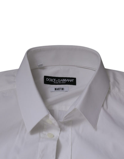 Dolce & Gabbana White Cotton Slim Fit Men MARTINI Dress Shirt by Dolce & Gabbana