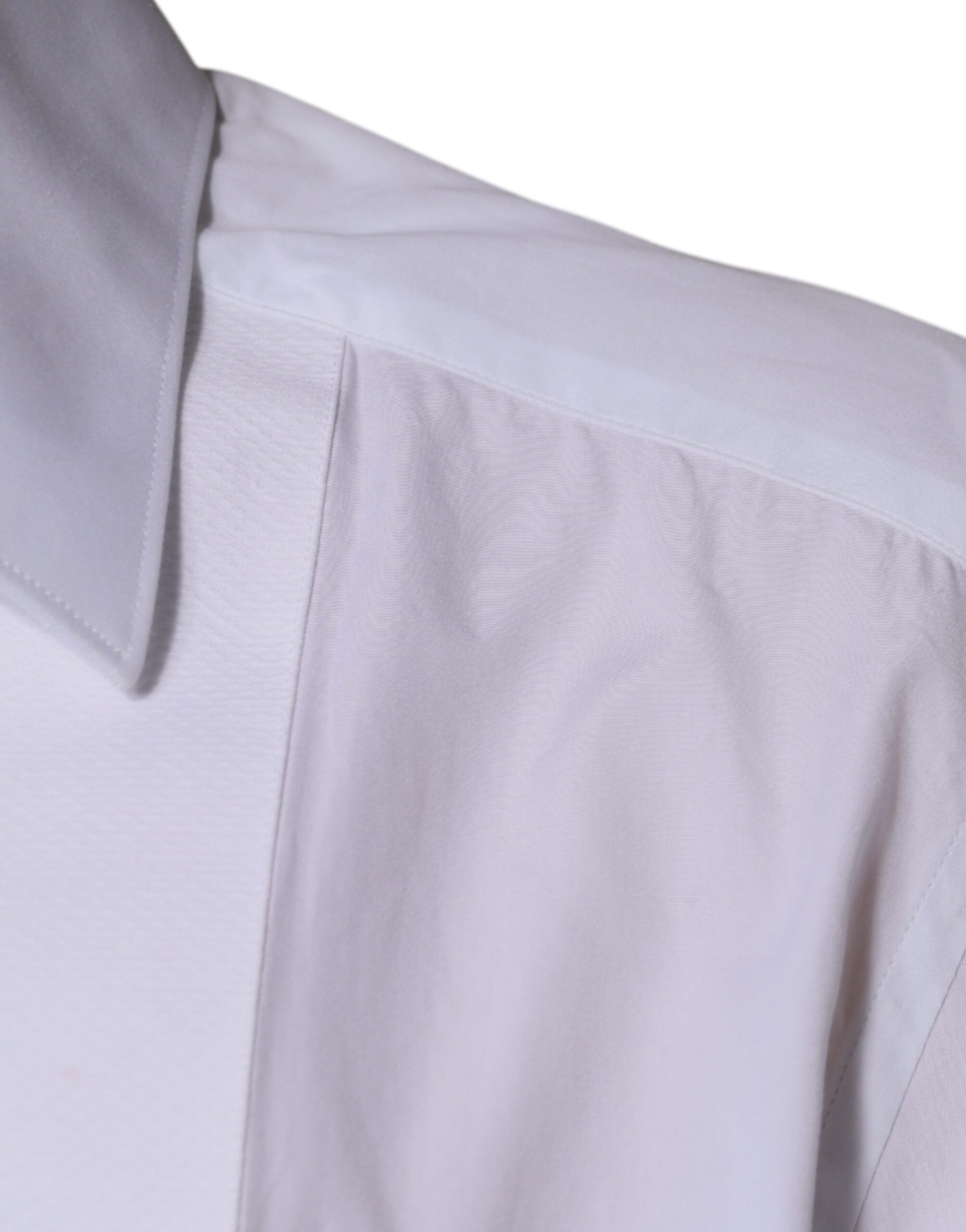 Dolce & Gabbana White Bib Cotton Poplin GOLD Men Formal Shirt by Dolce & Gabbana