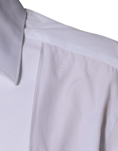 Dolce & Gabbana White Bib Cotton Poplin GOLD Men Formal Shirt by Dolce & Gabbana