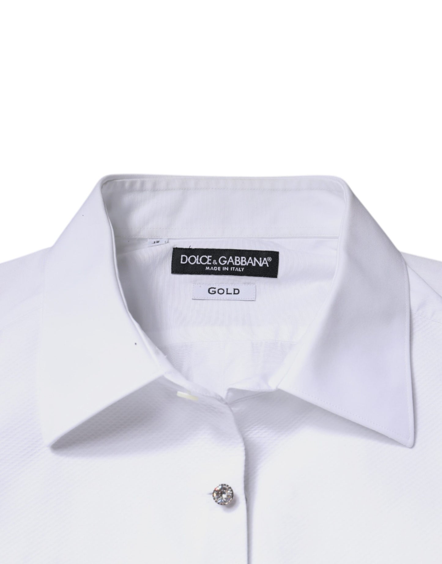 Dolce & Gabbana White Bib Cotton Poplin GOLD Men Formal Shirt by Dolce & Gabbana