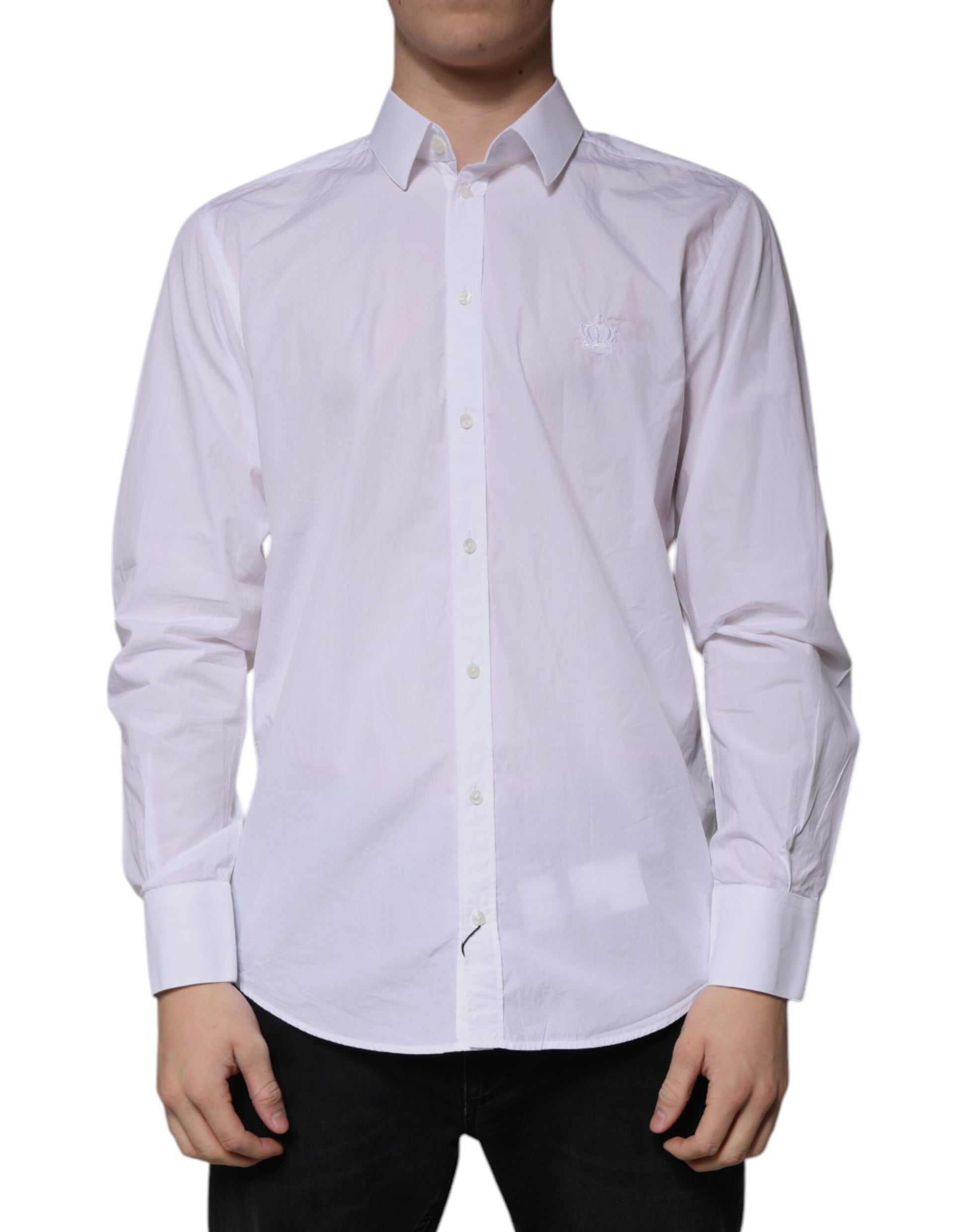 Dolce & Gabbana White Cotton Slim Fit MARTINI Men Dress Shirt by Dolce & Gabbana