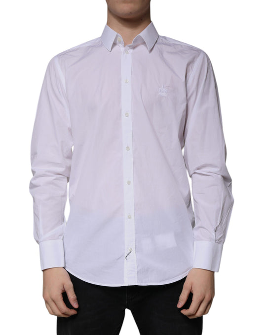 Dolce & Gabbana White Cotton Slim Fit MARTINI Men Dress Shirt by Dolce & Gabbana