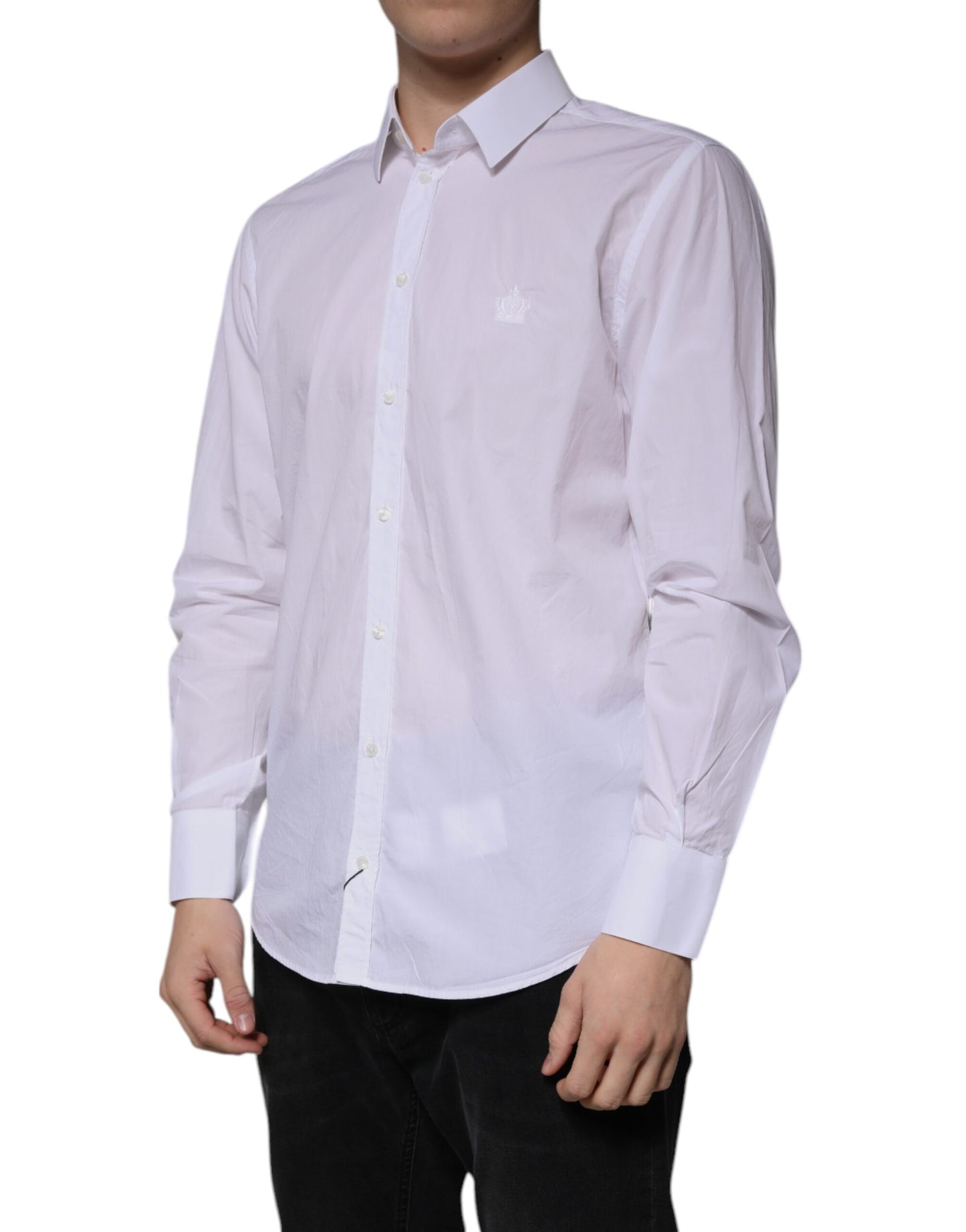 Dolce & Gabbana White Cotton Slim Fit MARTINI Men Dress Shirt by Dolce & Gabbana