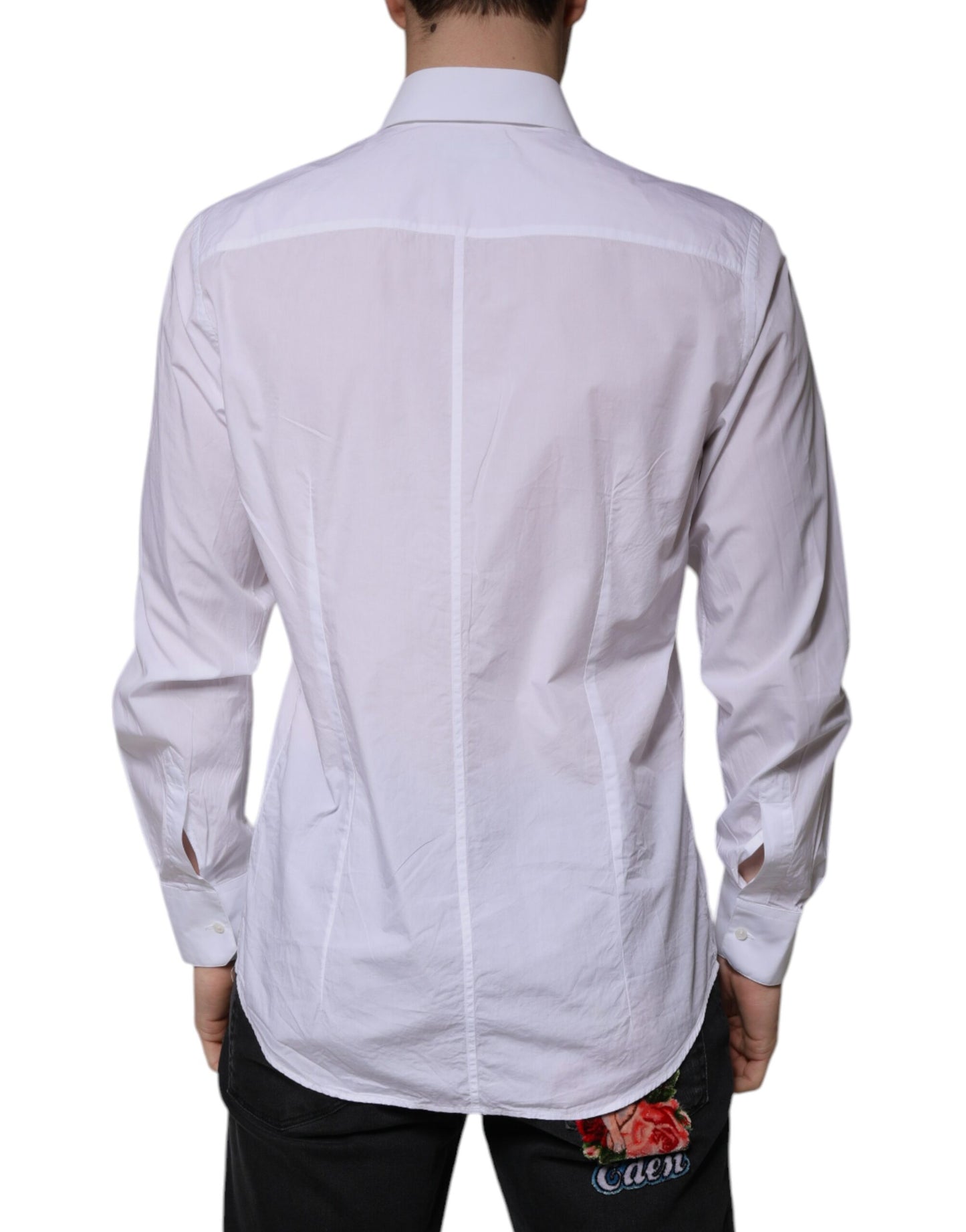 Dolce & Gabbana White Cotton Slim Fit MARTINI Men Dress Shirt by Dolce & Gabbana