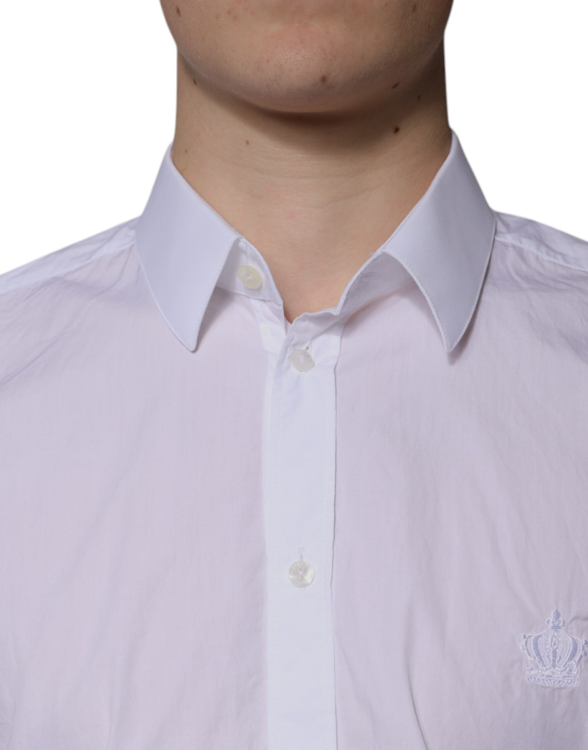 Dolce & Gabbana White Cotton Slim Fit MARTINI Men Dress Shirt by Dolce & Gabbana