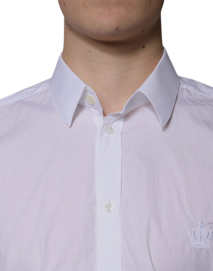 Dolce & Gabbana White Cotton Slim Fit MARTINI Men Dress Shirt by Dolce & Gabbana