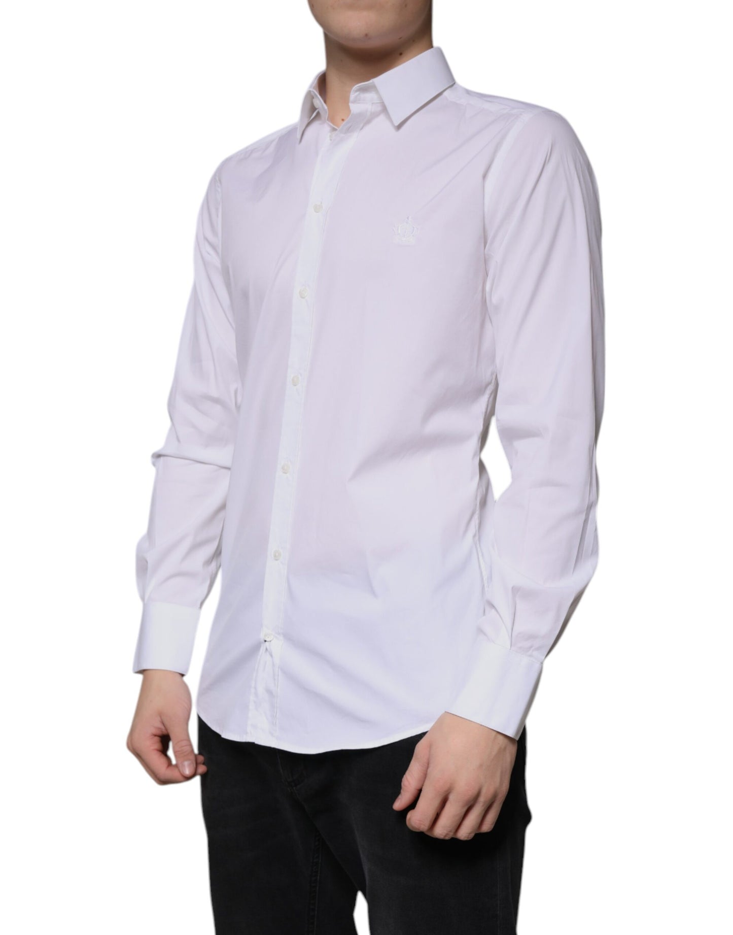 Dolce & Gabbana White Cotton Long Sleeve GOLD Dress Shirt by Dolce & Gabbana