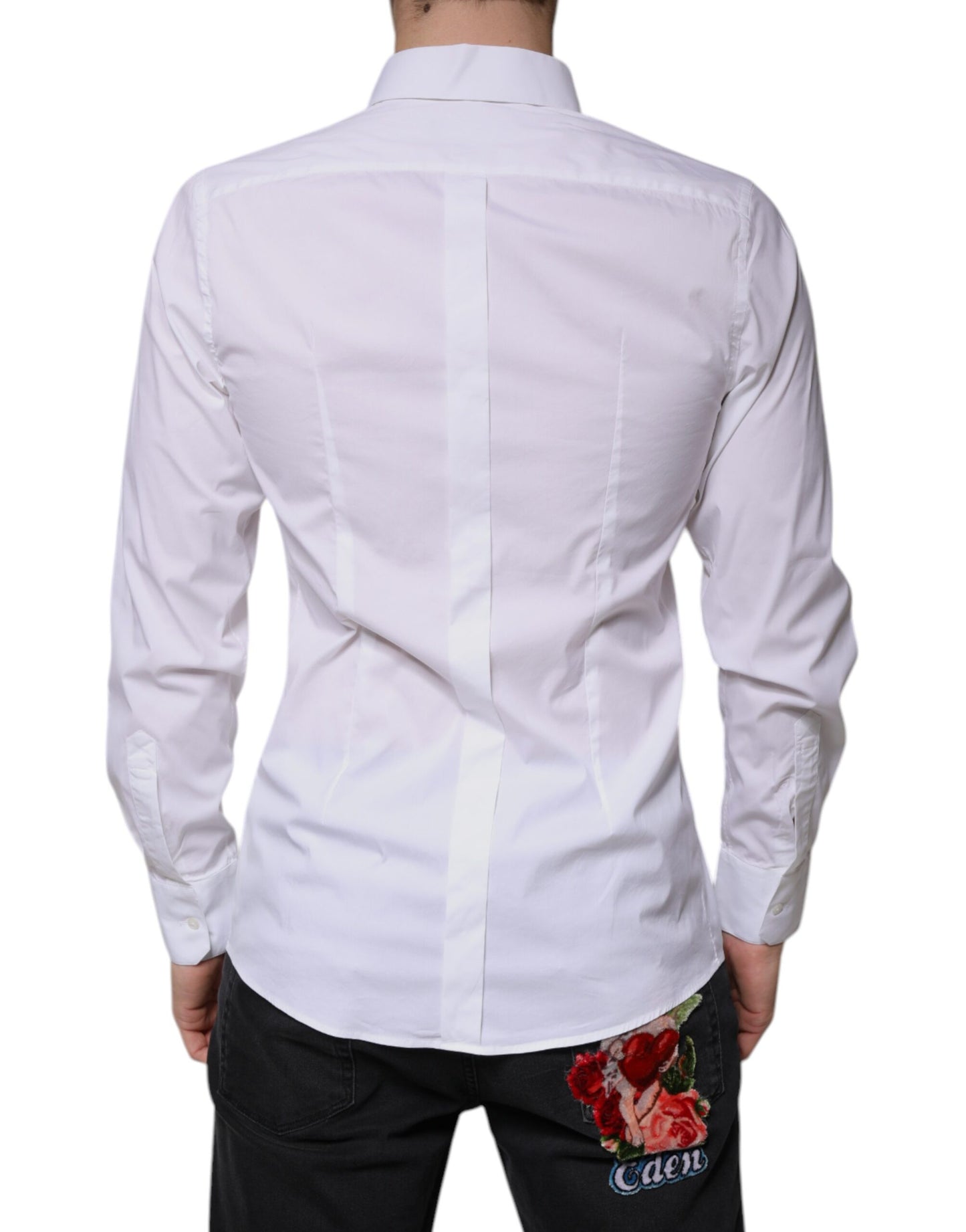 Dolce & Gabbana White Cotton Long Sleeve GOLD Dress Shirt by Dolce & Gabbana