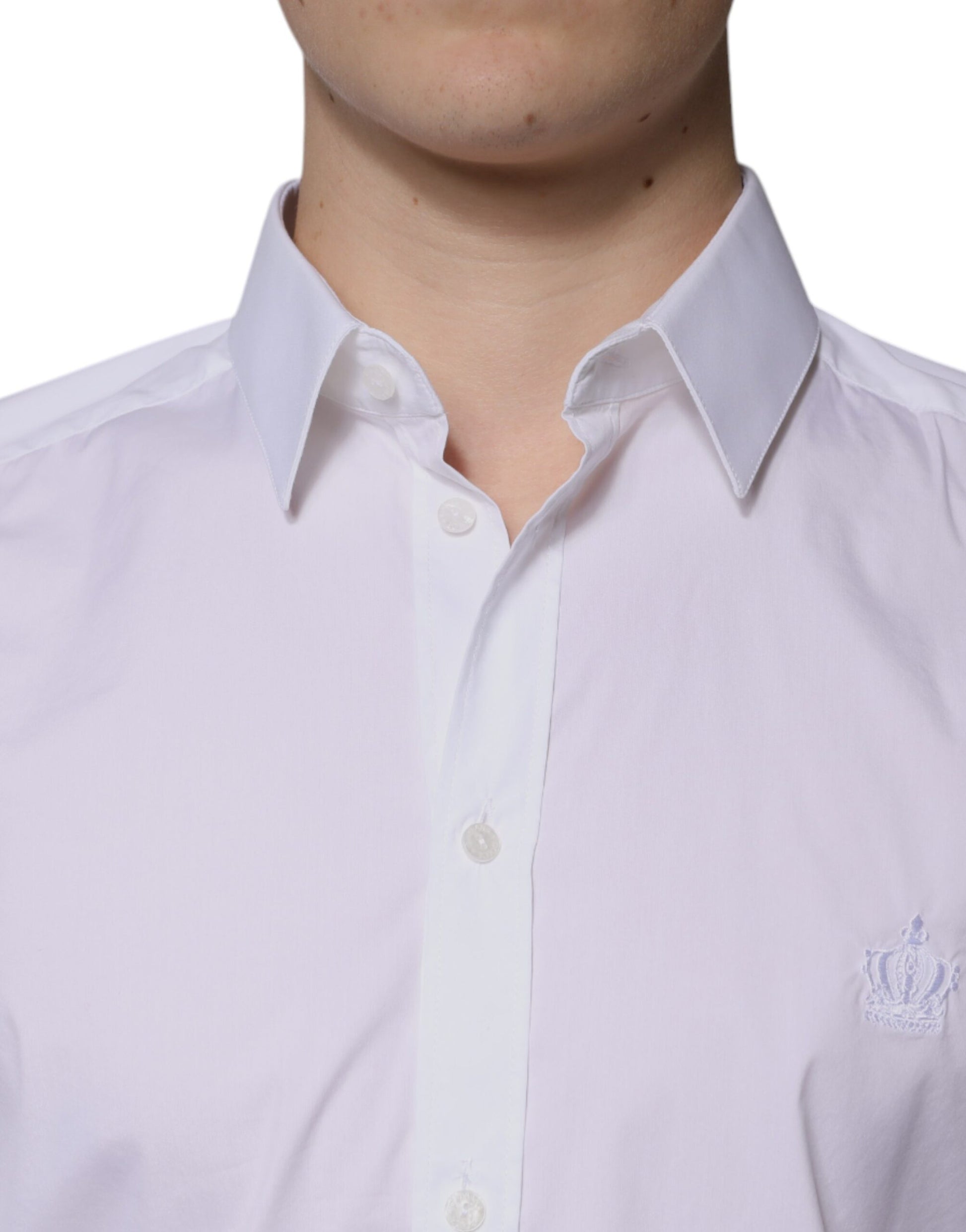 Dolce & Gabbana White Cotton Long Sleeve GOLD Dress Shirt by Dolce & Gabbana