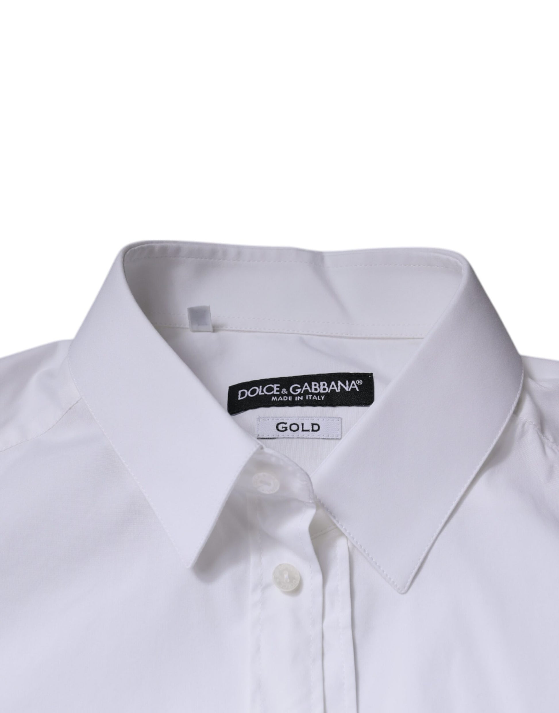 Dolce & Gabbana White Cotton Long Sleeve GOLD Dress Shirt by Dolce & Gabbana