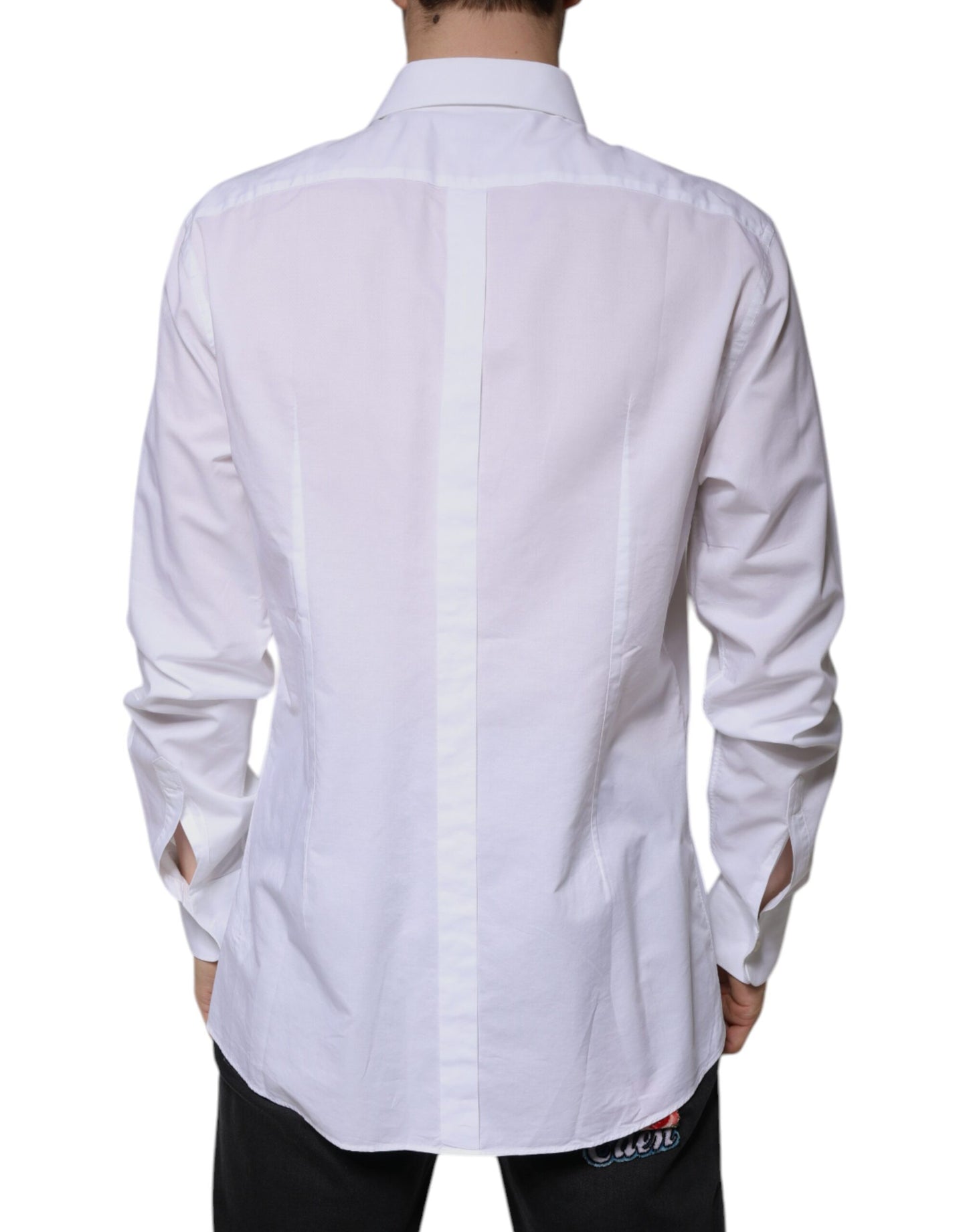 Dolce & Gabbana White Bib Cotton Poplin GOLD Formal Shirt by Dolce & Gabbana