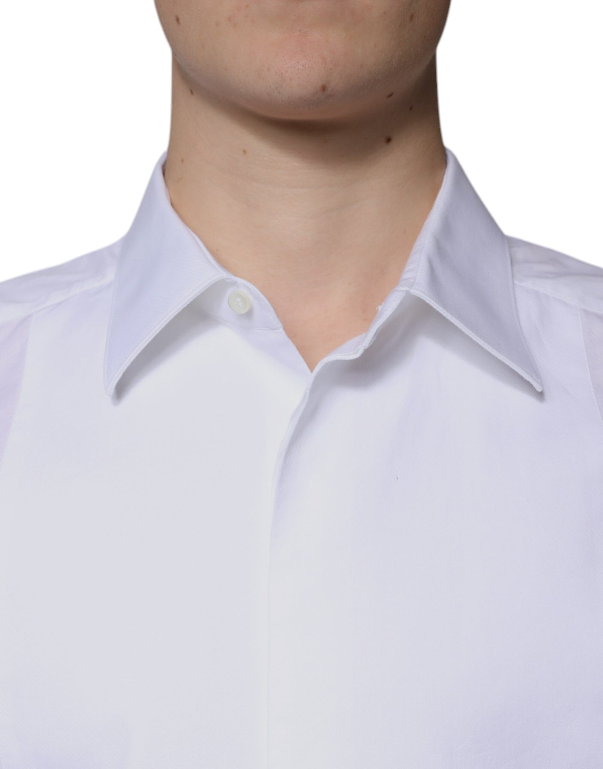 Dolce & Gabbana White Bib Cotton Poplin GOLD Formal Shirt by Dolce & Gabbana
