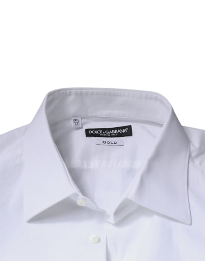 Dolce & Gabbana White Bib Cotton Poplin GOLD Formal Shirt by Dolce & Gabbana