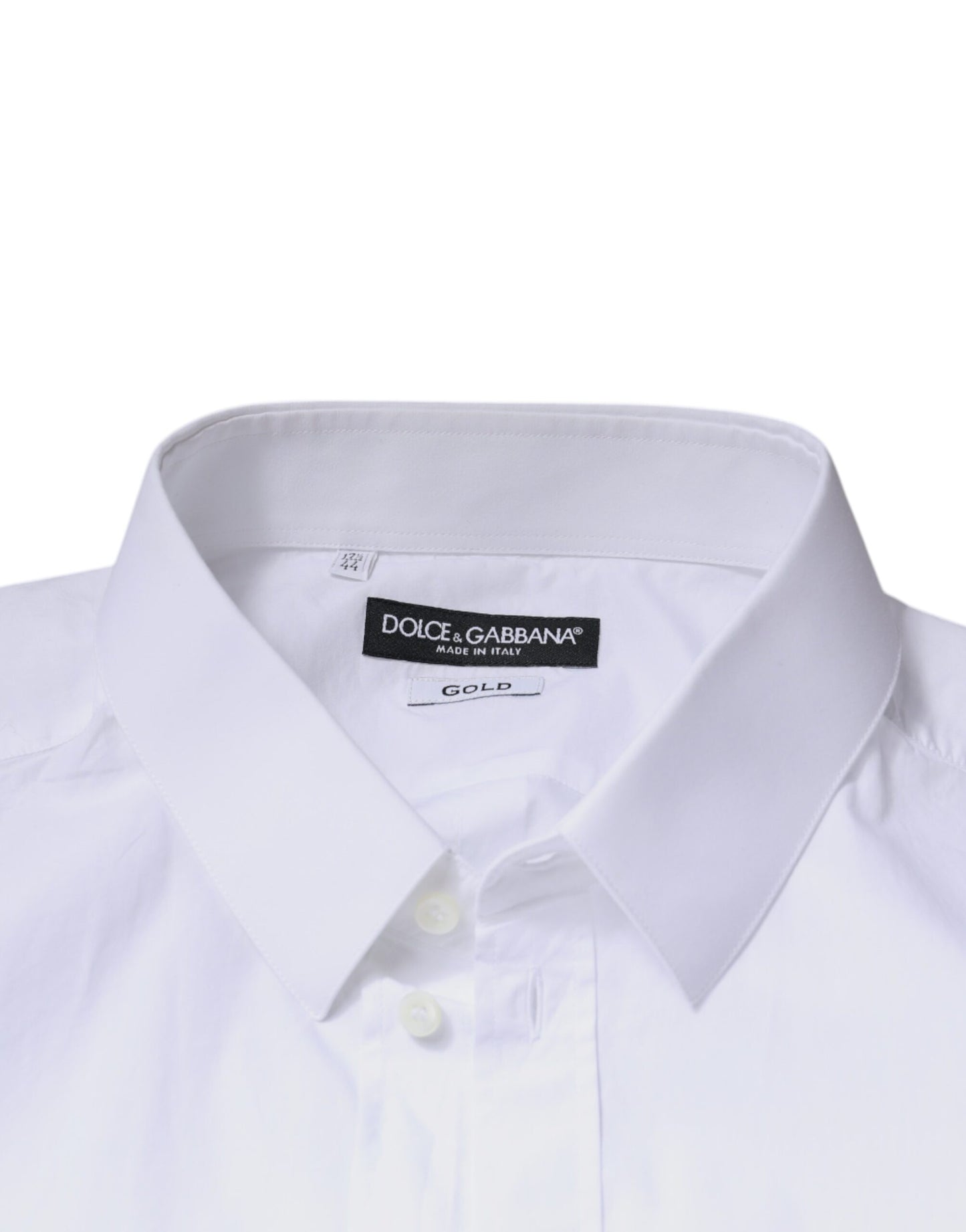 Dolce & Gabbana White Logo Cotton Slim Fit GOLD Dress Shirt by Dolce & Gabbana