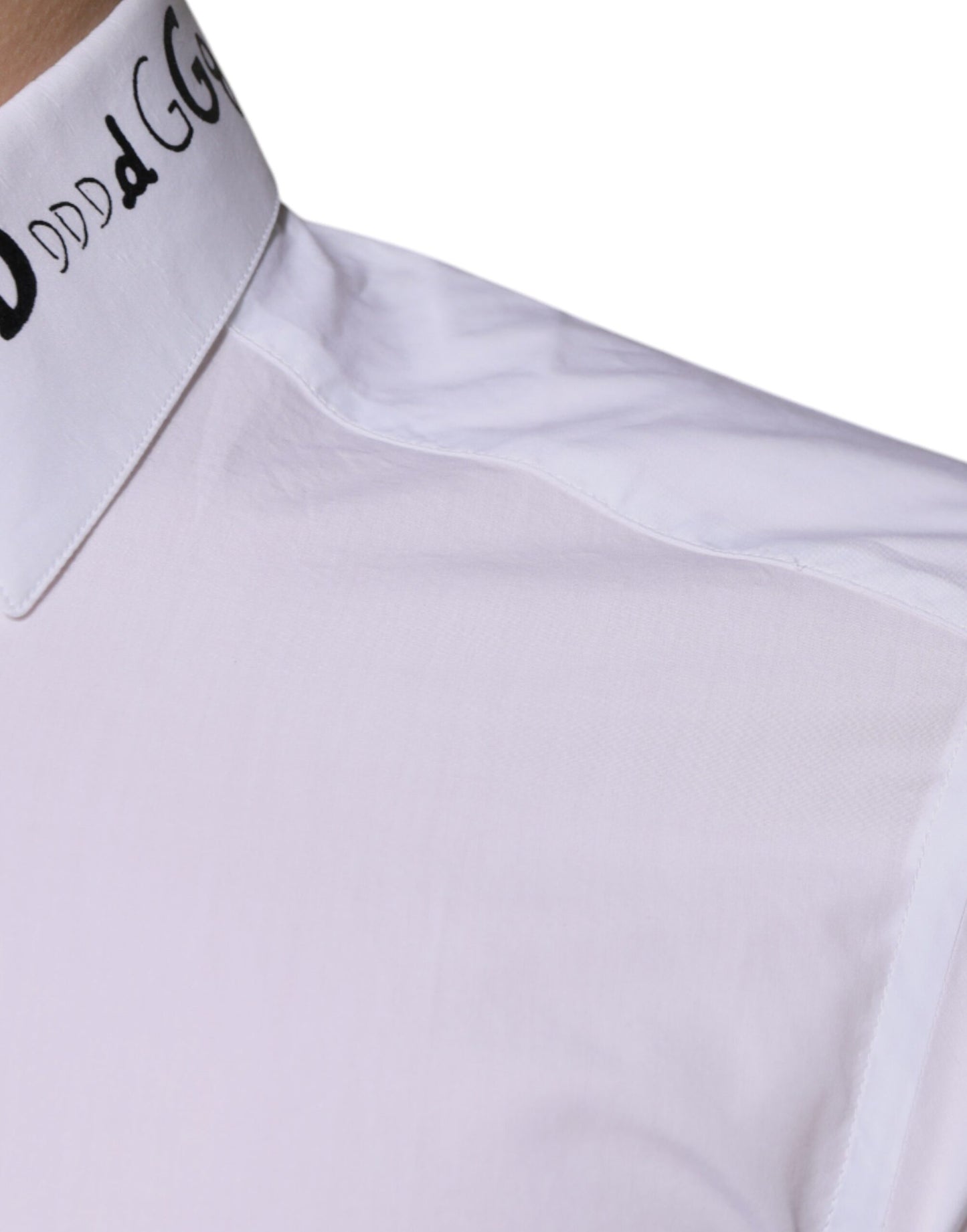 Dolce & Gabbana White Cotton Logo Formal Men GOLD Dress Shirt by Dolce & Gabbana