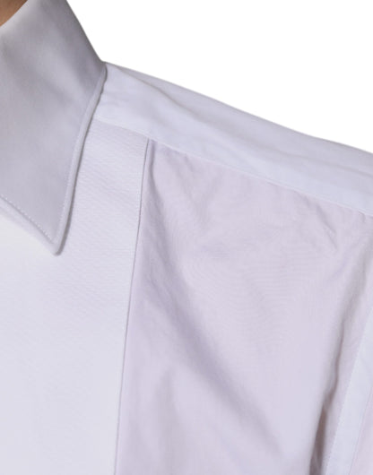 Dolce & Gabbana White Bib Cotton Poplin GOLD Men Formal Shirt by Dolce & Gabbana