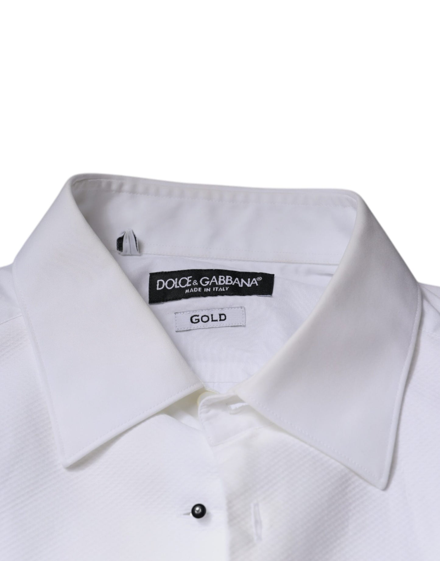 Dolce & Gabbana White Bib Cotton Poplin GOLD Men Formal Shirt by Dolce & Gabbana