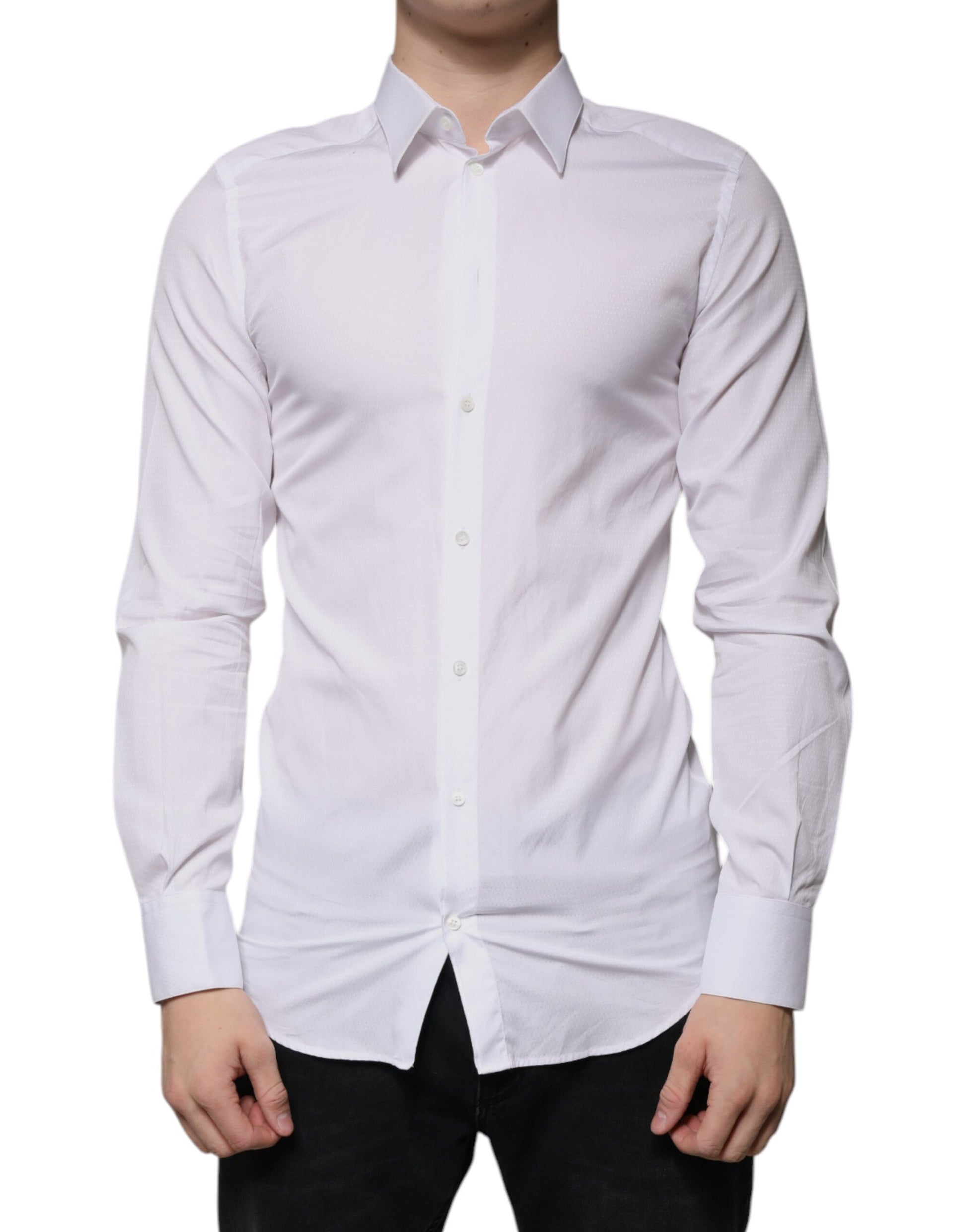 Dolce & Gabbana White Cotton Formal Men GOLD Dress Shirt by Dolce & Gabbana