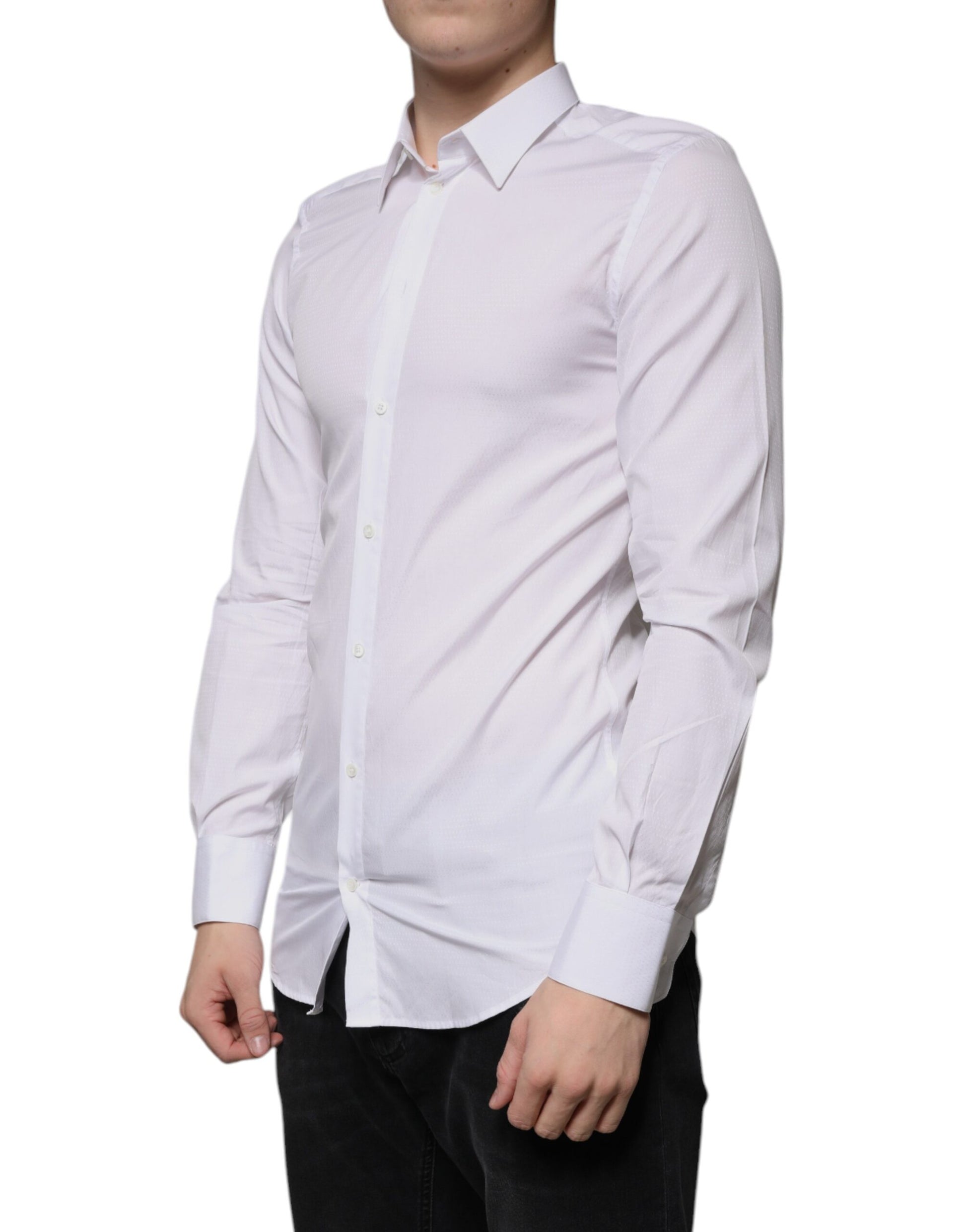 Dolce & Gabbana White Cotton Formal Men GOLD Dress Shirt by Dolce & Gabbana