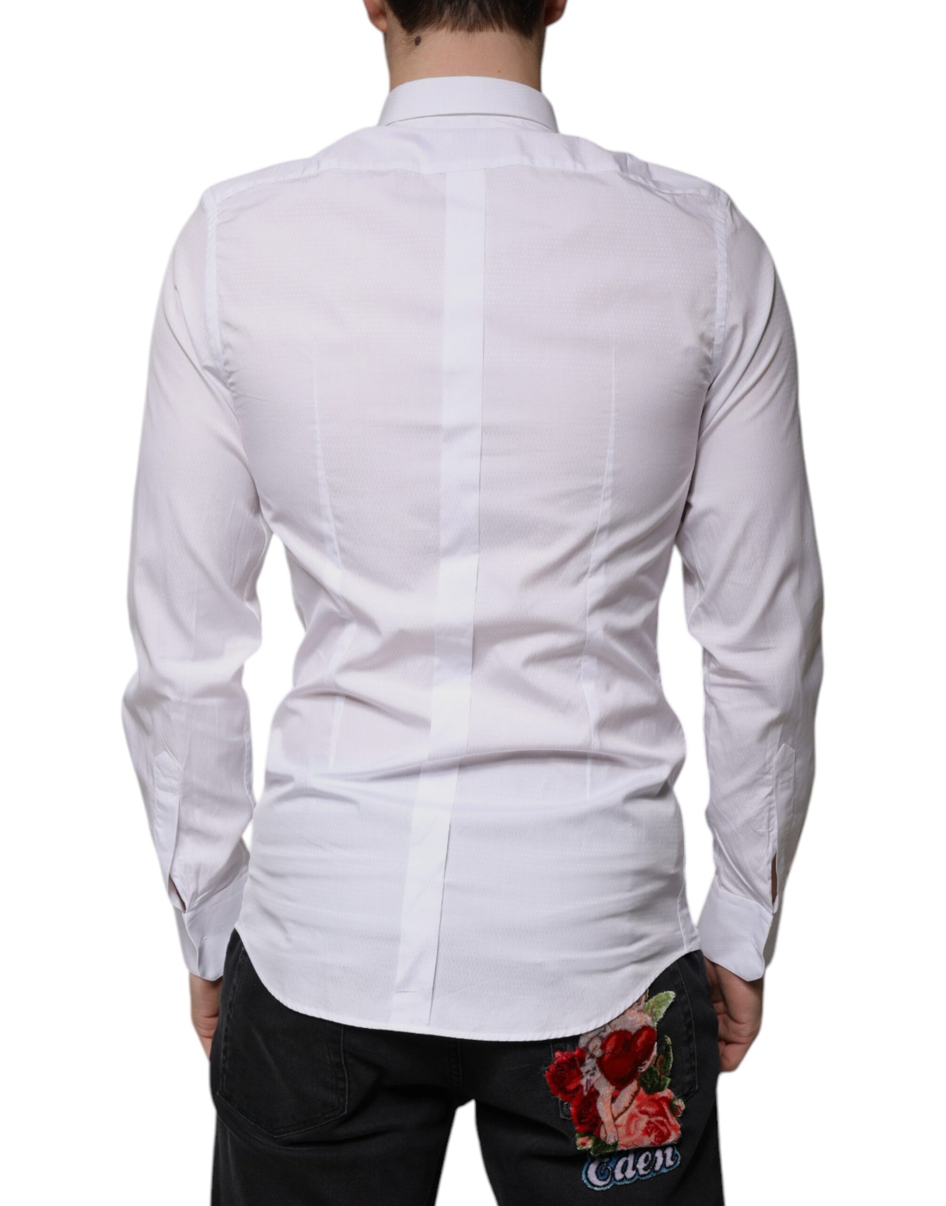 Dolce & Gabbana White Cotton Formal Men GOLD Dress Shirt by Dolce & Gabbana