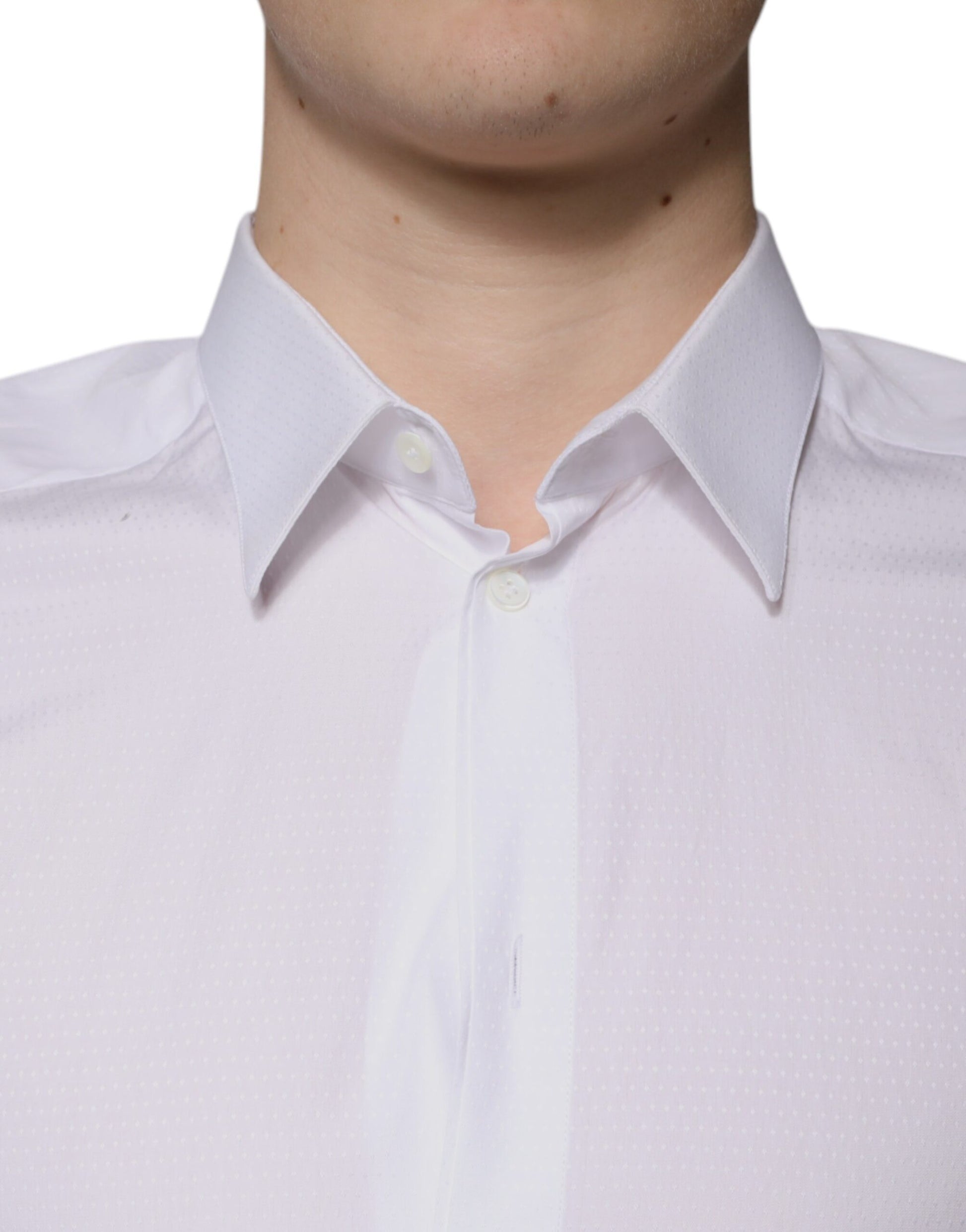 Dolce & Gabbana White Cotton Formal Men GOLD Dress Shirt by Dolce & Gabbana