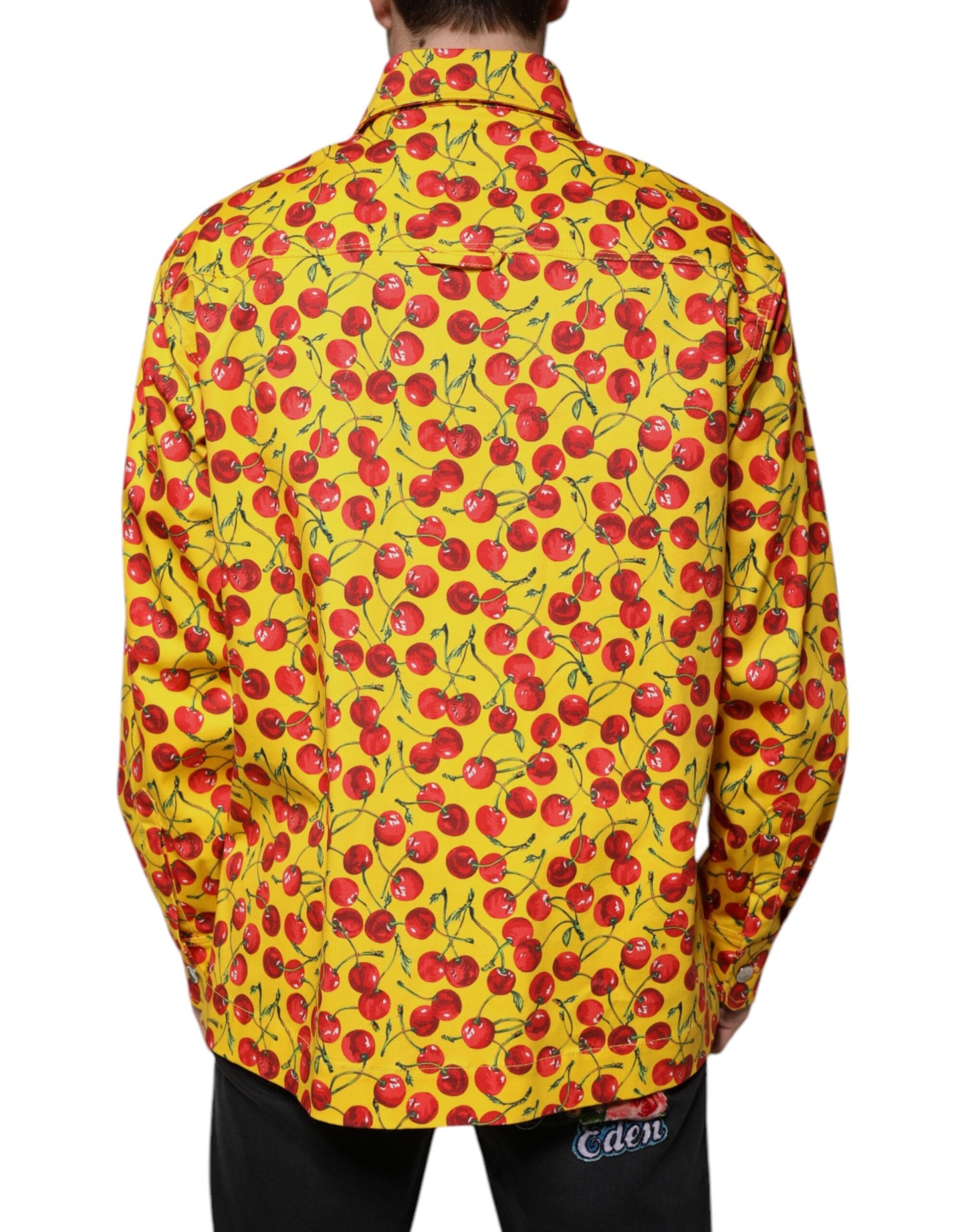 Dolce & Gabbana Yellow Cherry Button Down Men Casual Shirt by Dolce & Gabbana