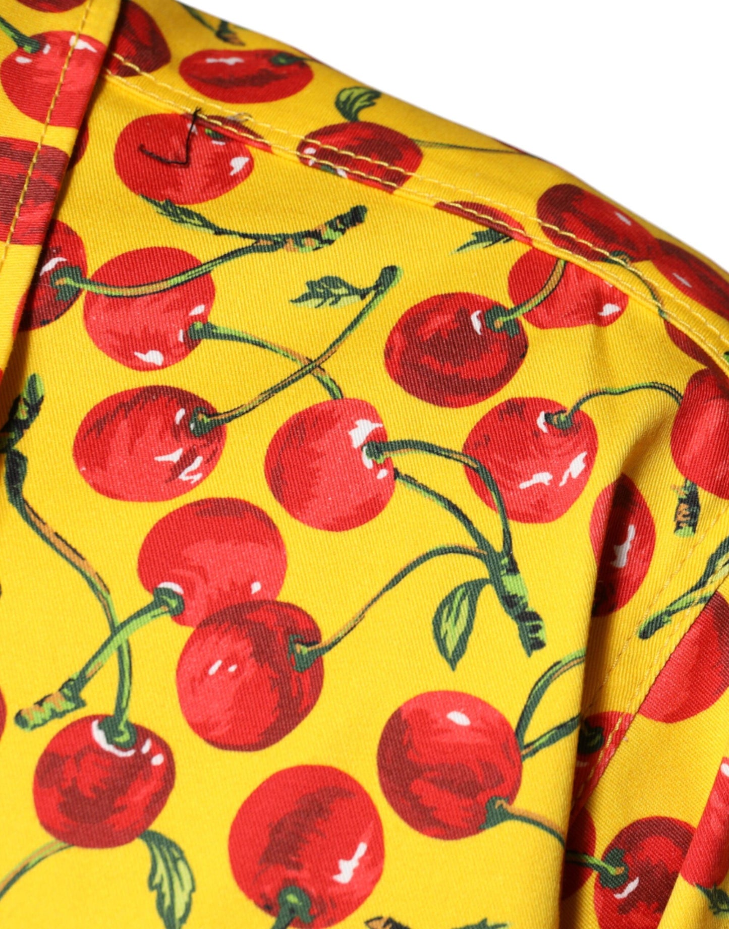 Dolce & Gabbana Yellow Cherry Button Down Men Casual Shirt by Dolce & Gabbana