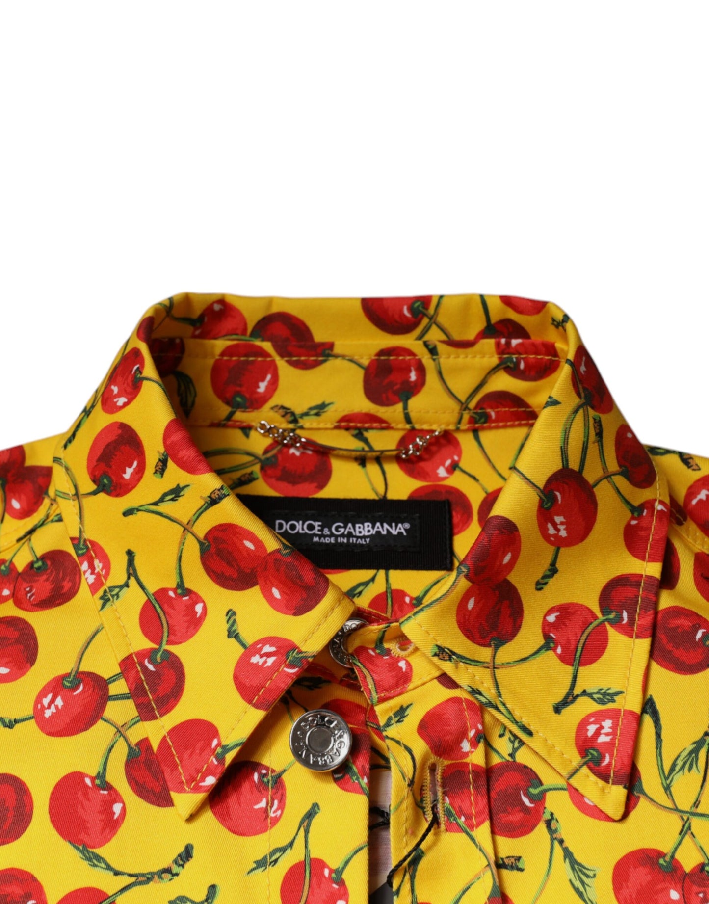 Dolce & Gabbana Yellow Cherry Button Down Men Casual Shirt by Dolce & Gabbana