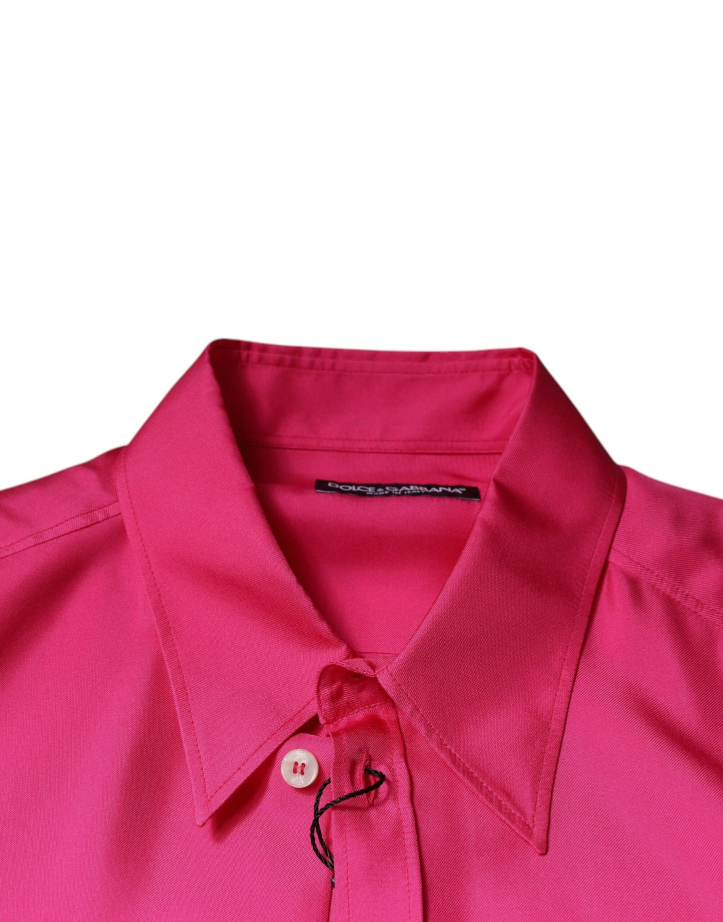 Dolce & Gabbana Pink Silk Collared Button Down Men Shirt by Dolce & Gabbana