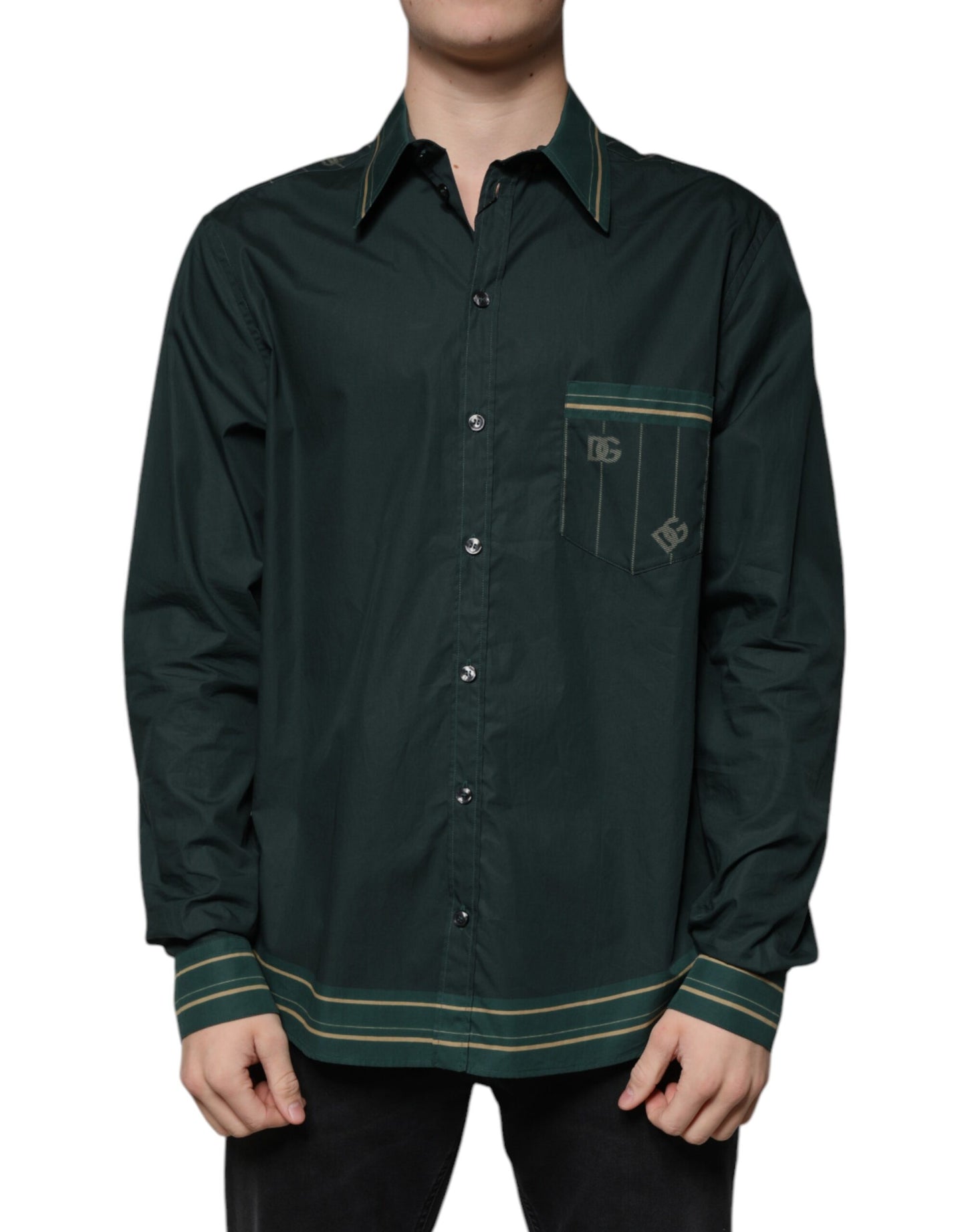 Dolce & Gabbana Green Logo Long Sleeve MARTINI Casual Shirt by Dolce & Gabbana