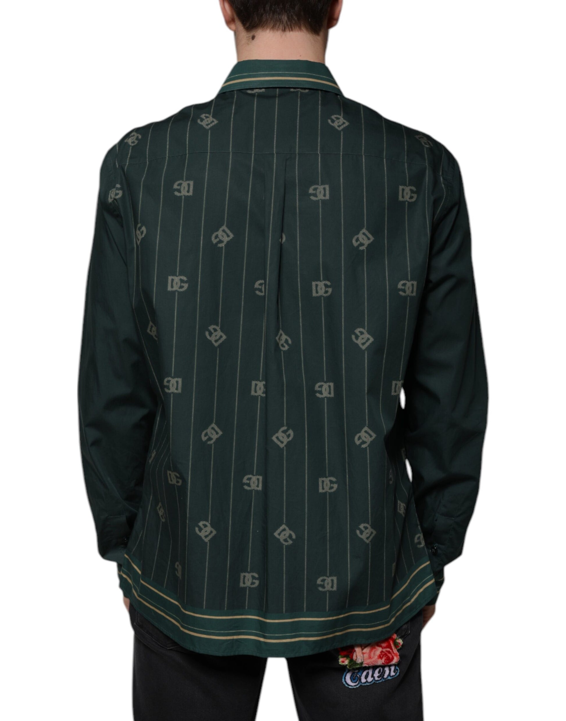 Dolce & Gabbana Green Logo Long Sleeve MARTINI Casual Shirt by Dolce & Gabbana