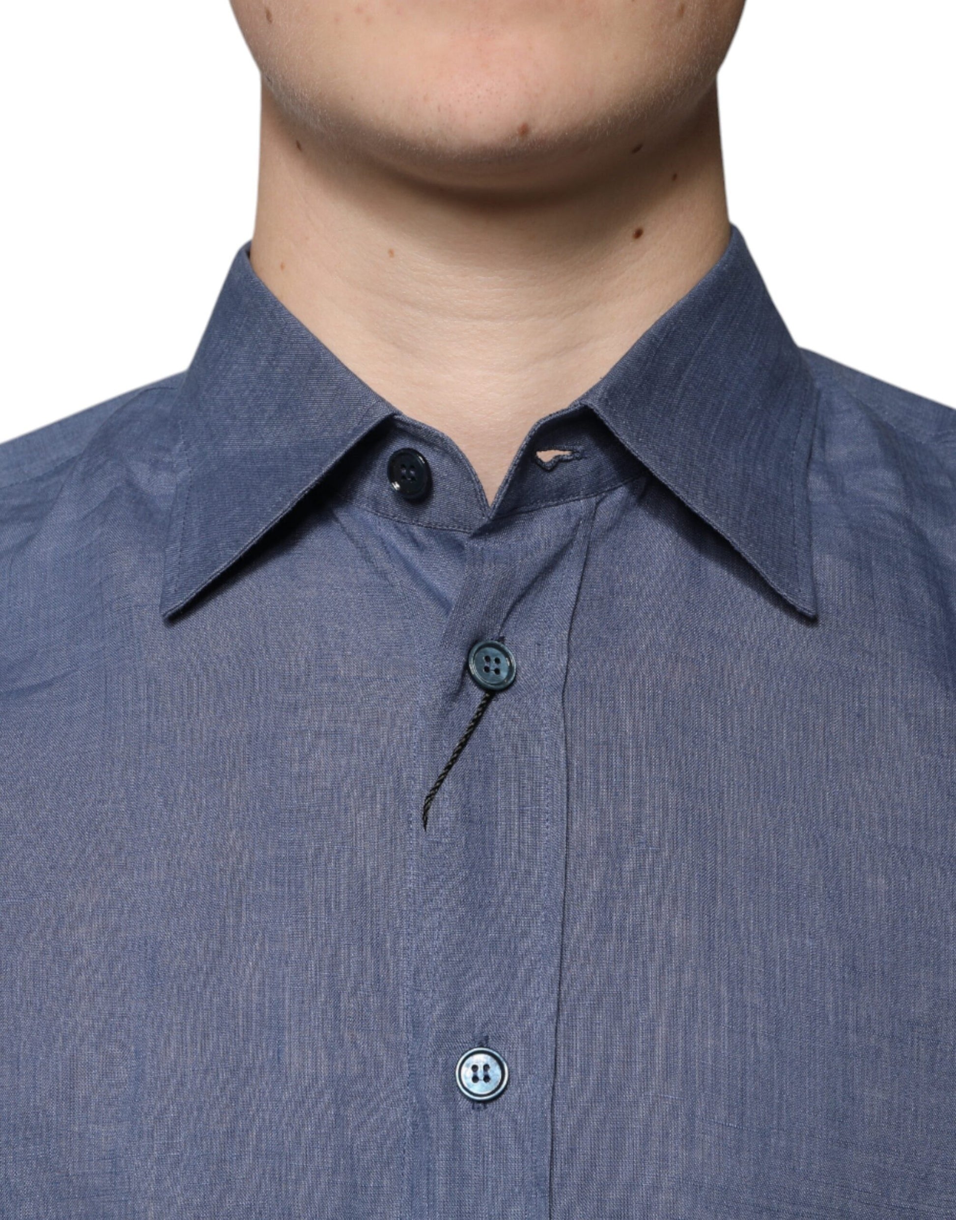 Dolce & Gabbana Blue Logo Long Sleeve Button Down Casual Shirt by Dolce & Gabbana
