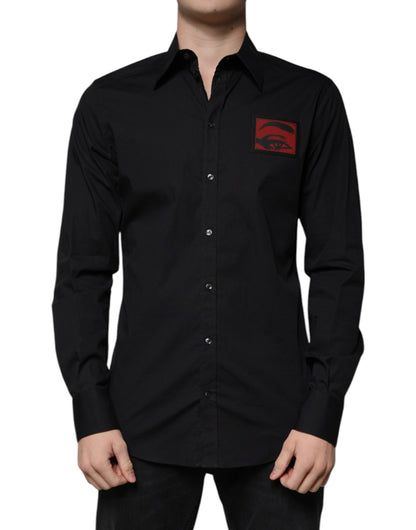 Dolce & Gabbana Black Eye Patch Long Sleeve GOLD Dress Shirt by Dolce & Gabbana