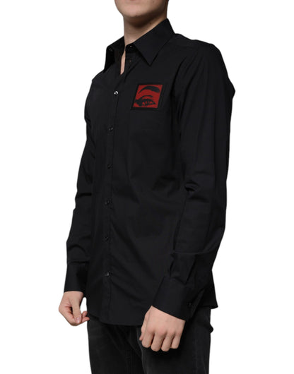 Dolce & Gabbana Black Eye Patch Long Sleeve GOLD Dress Shirt by Dolce & Gabbana