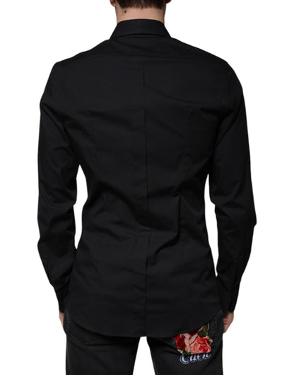 Dolce & Gabbana Black Eye Patch Long Sleeve GOLD Dress Shirt by Dolce & Gabbana