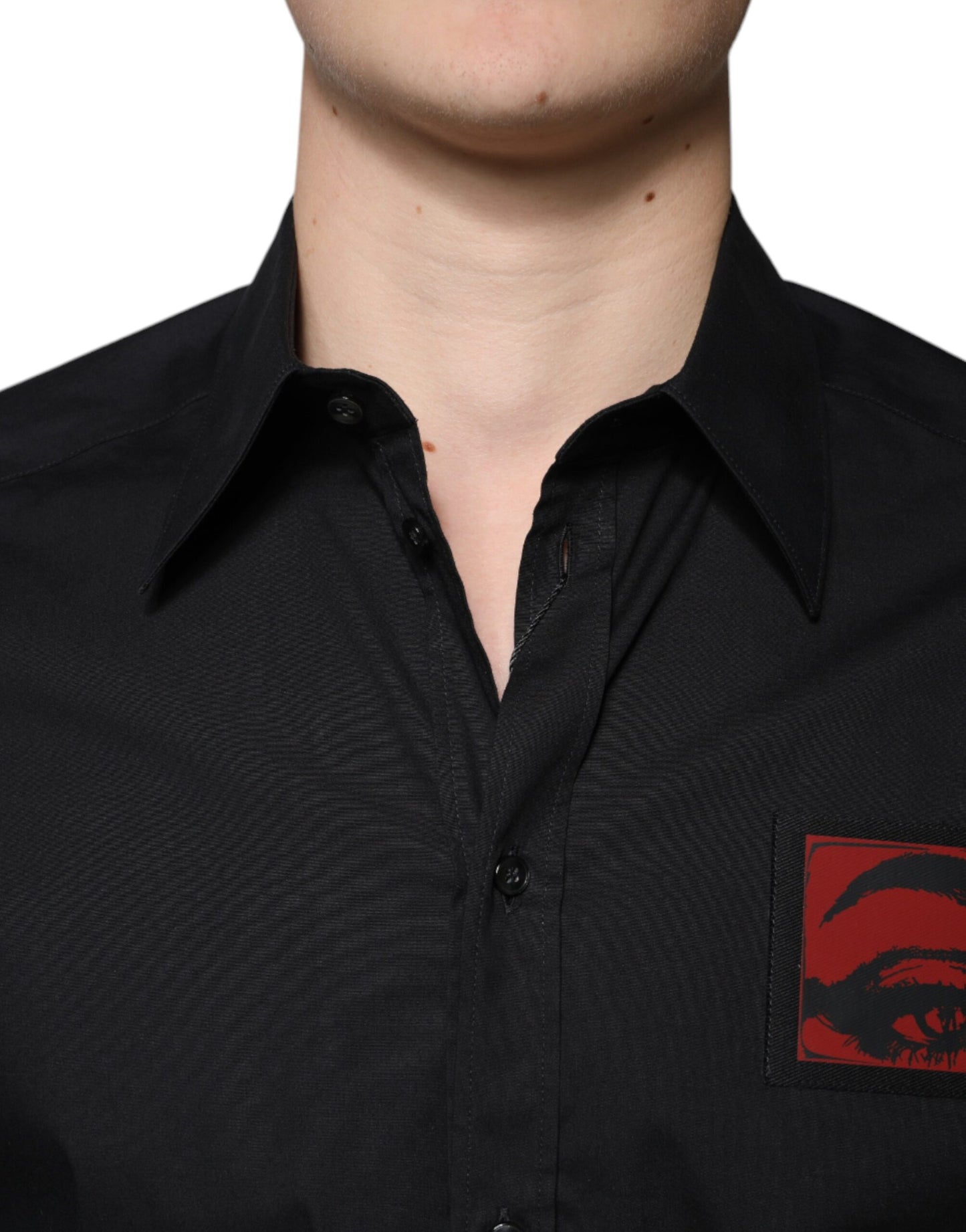 Dolce & Gabbana Black Eye Patch Long Sleeve GOLD Dress Shirt by Dolce & Gabbana