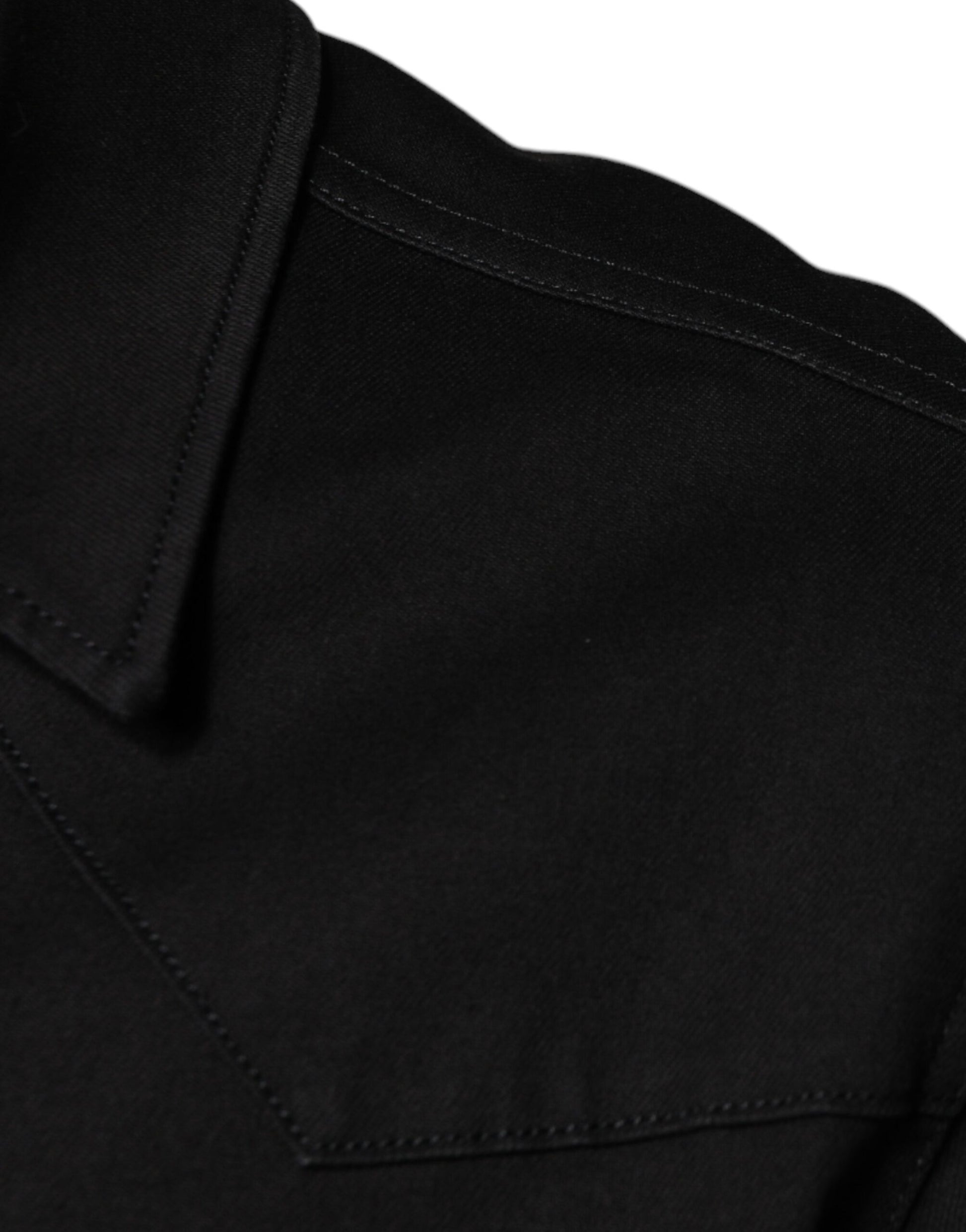 Dolce & Gabbana Black Cotton Collared Button Down Shirt by Dolce & Gabbana
