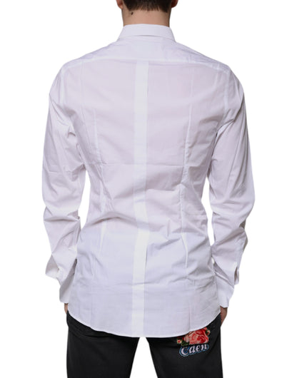 Dolce & Gabbana White Cotton Logo Formal Men GOLD Dress Shirt by Dolce & Gabbana