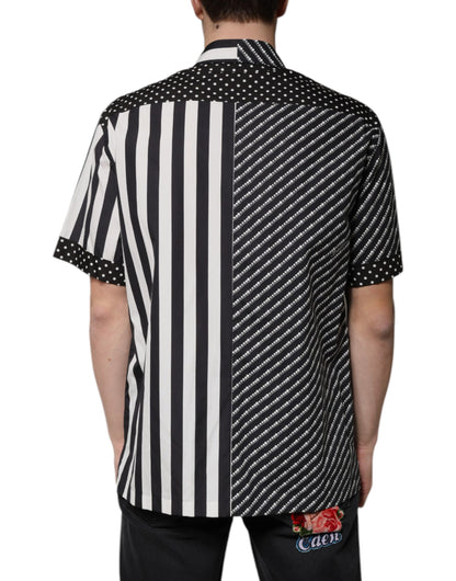 Dolce & Gabbana Black White Striped Button Down Casual Shirt by Dolce & Gabbana