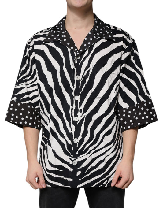 Dolce & Gabbana Black White Zebra Button Down Oversize Shirt by Dolce & Gabbana